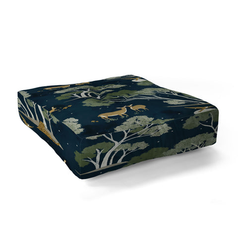 Gyaneshwari Dave | Pineconedream A Forest Awakens Full Moon Floor Pillow Square