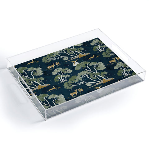 Gyaneshwari Dave | Pineconedream A Forest Awakens Full Moon Acrylic Tray