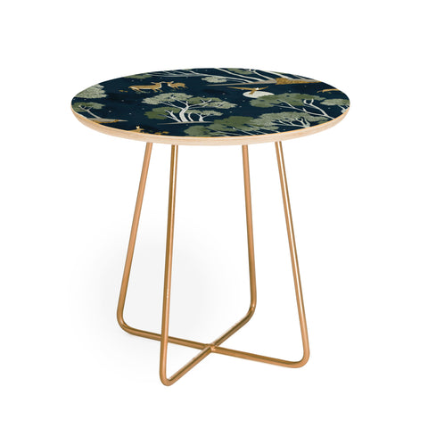 Gyaneshwari Dave | Pineconedream A Forest Awakens Full Moon Round Side Table