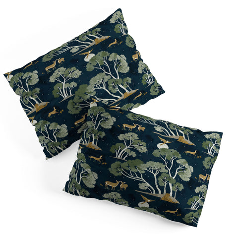 Gyaneshwari Dave | Pineconedream A Forest Awakens Full Moon Pillow Shams