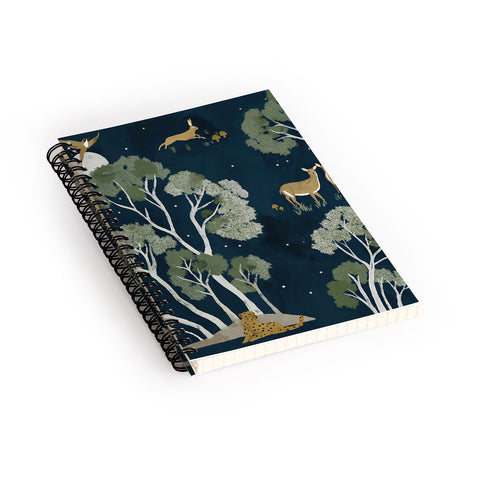 Gyaneshwari Dave | Pineconedream A Forest Awakens Full Moon Spiral Notebook