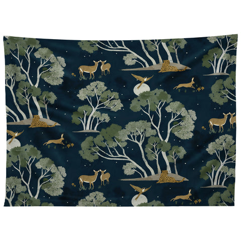 Gyaneshwari Dave | Pineconedream A Forest Awakens Full Moon Tapestry