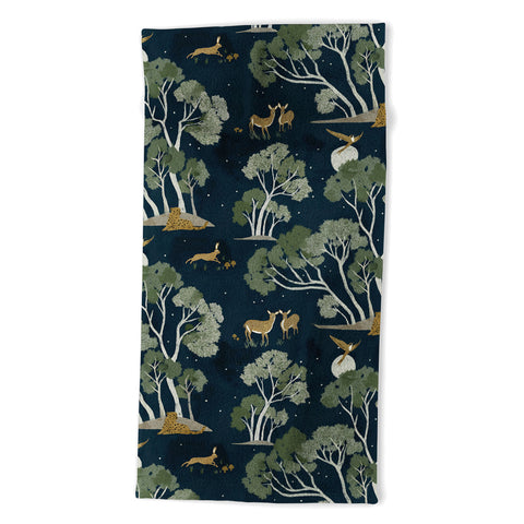 Gyaneshwari Dave | Pineconedream A Forest Awakens Full Moon Beach Towel