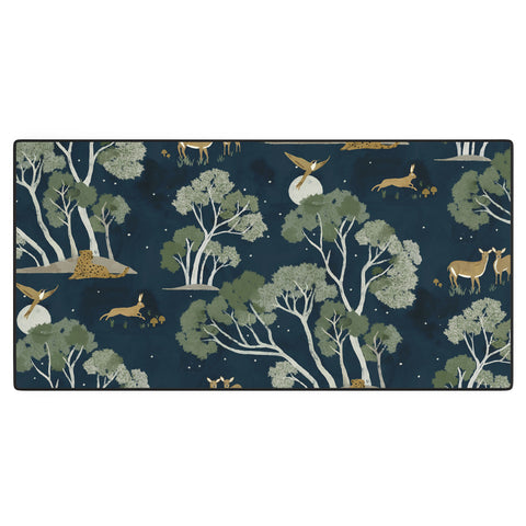 Gyaneshwari Dave | Pineconedream A Forest Awakens Full Moon Desk Mat