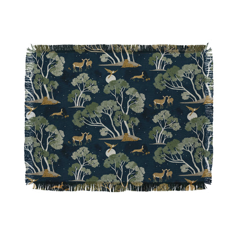 Gyaneshwari Dave | Pineconedream A Forest Awakens Full Moon Throw Blanket