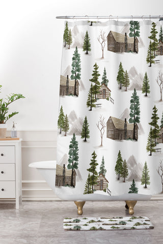Gyaneshwari Dave | Pineconedream Cozy In Pines Shower Curtain And Mat