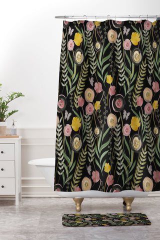 Gyaneshwari Dave | Pineconedream Meadow Noir Shower Curtain And Mat