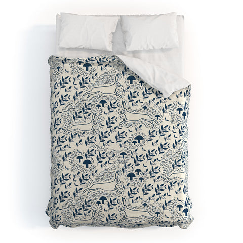 Gyaneshwari Dave | Pineconedream Moonshine Bunny Duvet Cover