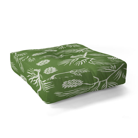 Gyaneshwari Dave | Pineconedream Pine Branches Floor Pillow Square