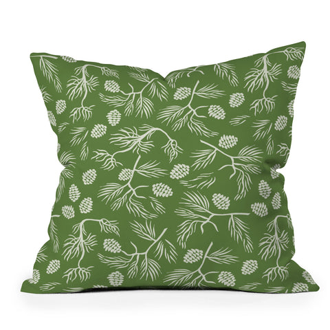 Gyaneshwari Dave | Pineconedream Pine Branches Throw Pillow