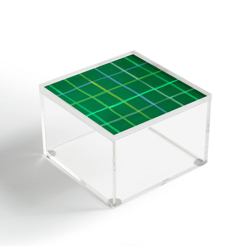 H Miller Ink Illustration Abstract Tennis Net Pattern Green Acrylic Box