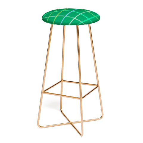 H Miller Ink Illustration Abstract Tennis Net Pattern Green Bar Stool
