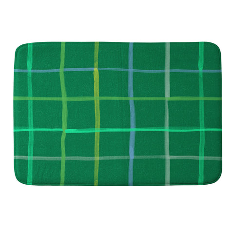 H Miller Ink Illustration Abstract Tennis Net Pattern Green Memory Foam Bath Mat