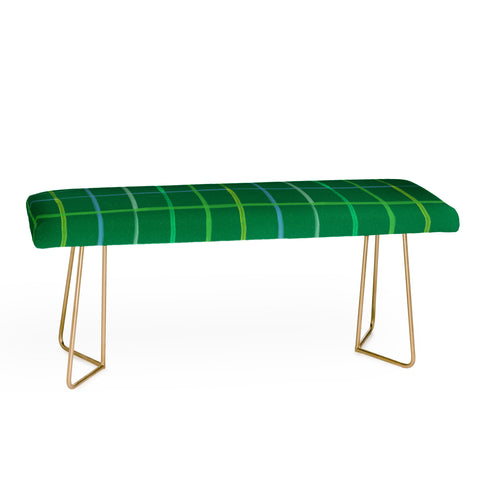 H Miller Ink Illustration Abstract Tennis Net Pattern Green Bench