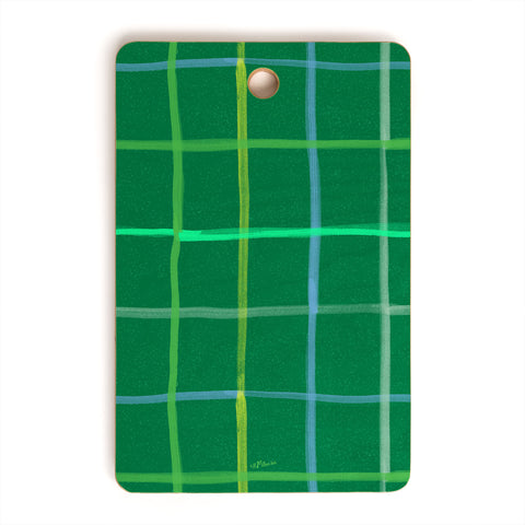 H Miller Ink Illustration Abstract Tennis Net Pattern Green Cutting Board Rectangle