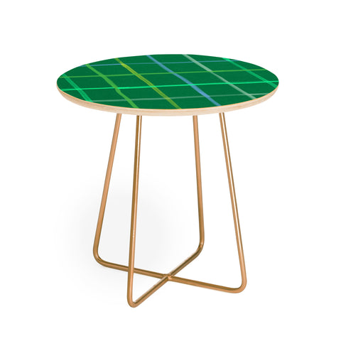 H Miller Ink Illustration Abstract Tennis Net Pattern Green Round Side Table