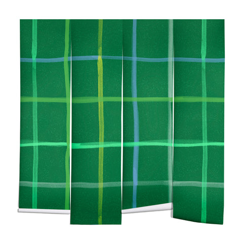 H Miller Ink Illustration Abstract Tennis Net Pattern Green Wall Mural