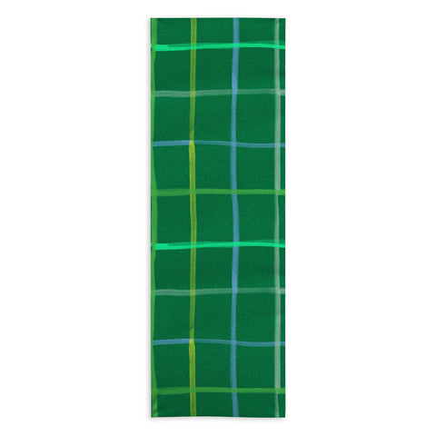 H Miller Ink Illustration Abstract Tennis Net Pattern Green Yoga Towel