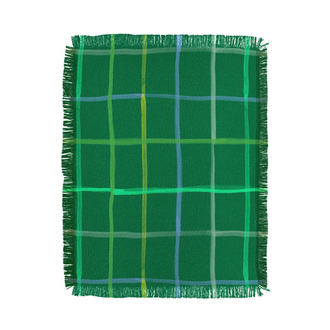 H Miller Ink Illustration Abstract Tennis Net Pattern Green Throw Blanket