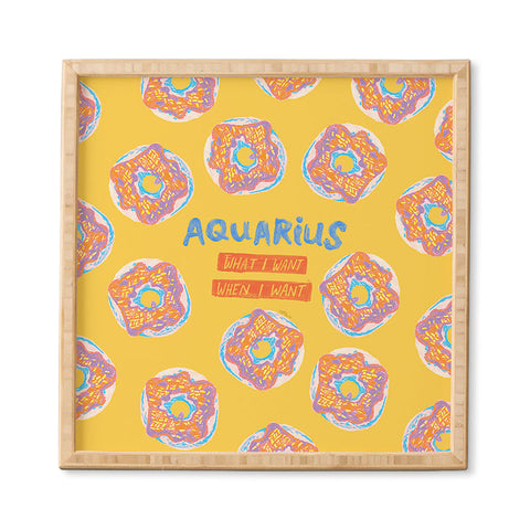 H Miller Ink Illustration Aquarius Confidence in Buttercup Yellow Framed Wall Art