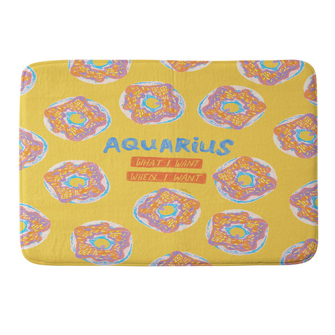 H Miller Ink Illustration Aquarius Confidence in Buttercup Yellow Memory Foam Bath Mat