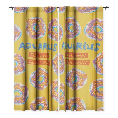 H Miller Ink Illustration Aquarius Confidence in Buttercup Yellow Blackout Non Repeat