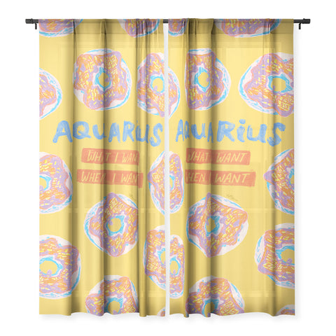 H Miller Ink Illustration Aquarius Confidence in Buttercup Yellow Sheer Non Repeat