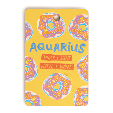 H Miller Ink Illustration Aquarius Confidence in Buttercup Yellow Cutting Board Rectangle
