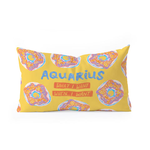 H Miller Ink Illustration Aquarius Confidence in Buttercup Yellow Oblong Throw Pillow