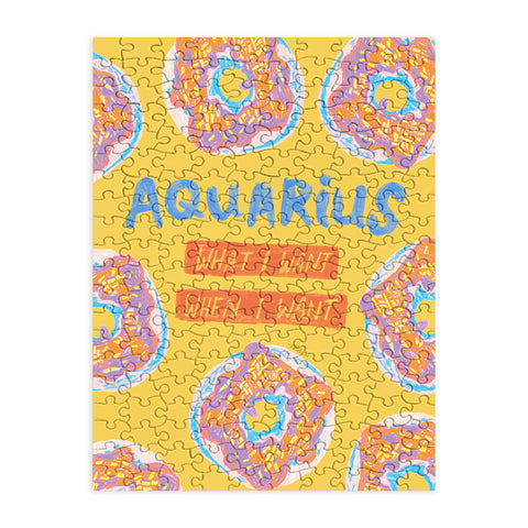 H Miller Ink Illustration Aquarius Confidence in Buttercup Yellow Puzzle