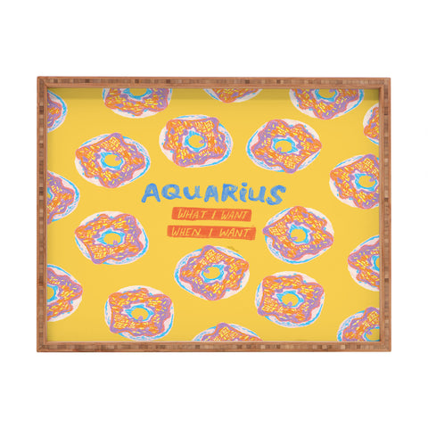 H Miller Ink Illustration Aquarius Confidence in Buttercup Yellow Rectangular Tray