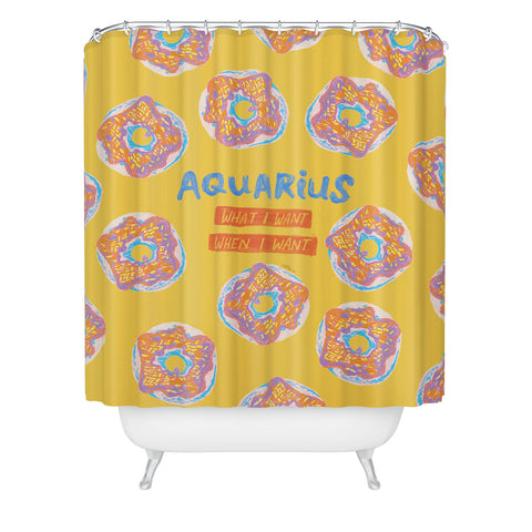 H Miller Ink Illustration Aquarius Confidence in Buttercup Yellow Shower Curtain