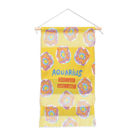 H Miller Ink Illustration Aquarius Confidence in Buttercup Yellow Wall Hanging Portrait