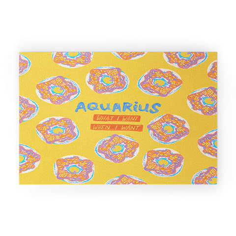 H Miller Ink Illustration Aquarius Confidence in Buttercup Yellow Welcome Mat
