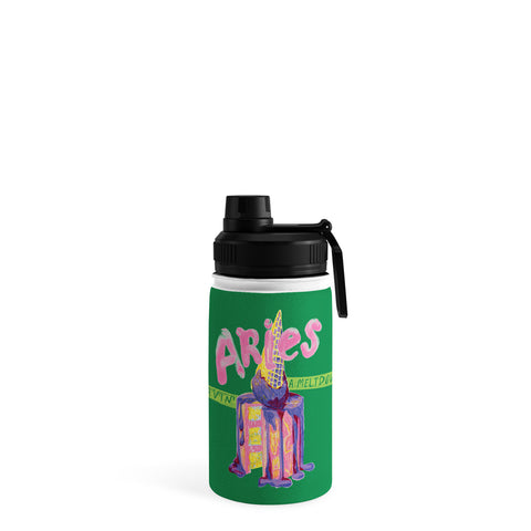 H Miller Ink Illustration Aries Dessert in Kelly Green Water Bottle