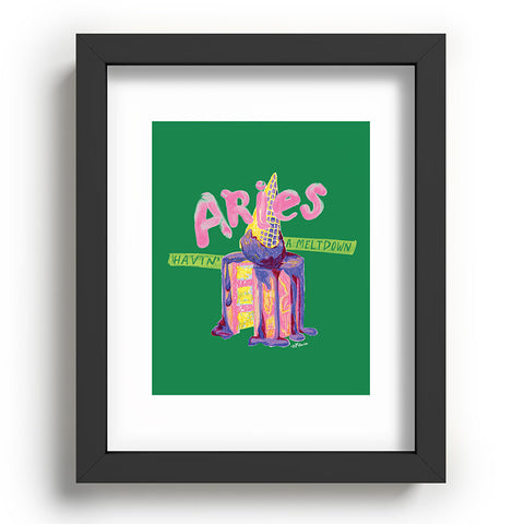 H Miller Ink Illustration Aries Dessert in Kelly Green Recessed Framing Rectangle
