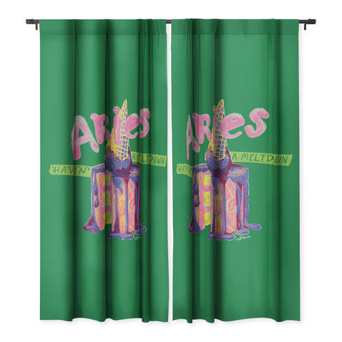 H Miller Ink Illustration Aries Dessert in Kelly Green Blackout Non Repeat