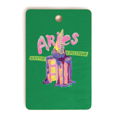 H Miller Ink Illustration Aries Dessert in Kelly Green Cutting Board Rectangle