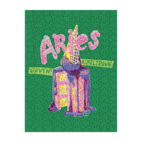 H Miller Ink Illustration Aries Dessert in Kelly Green Puzzle