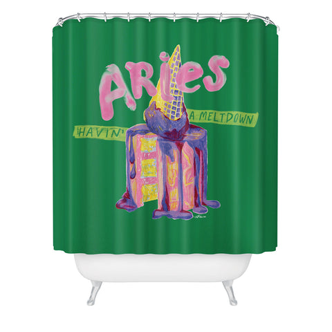 H Miller Ink Illustration Aries Dessert in Kelly Green Shower Curtain
