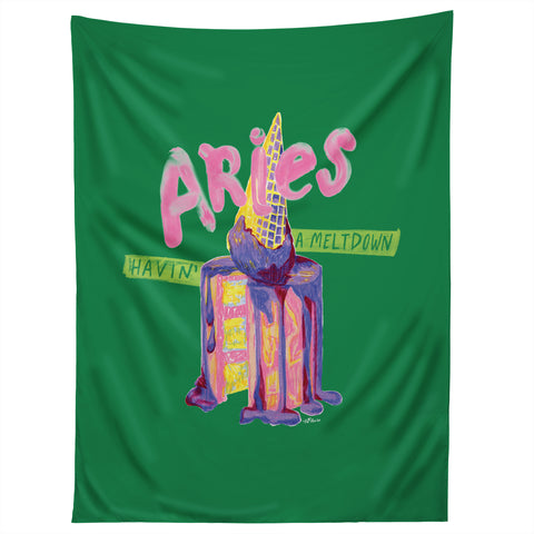 H Miller Ink Illustration Aries Dessert in Kelly Green Tapestry