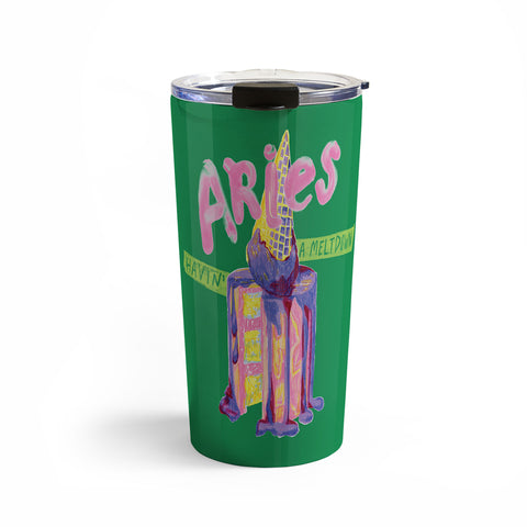 H Miller Ink Illustration Aries Dessert in Kelly Green Travel Mug