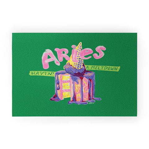 H Miller Ink Illustration Aries Dessert in Kelly Green Welcome Mat