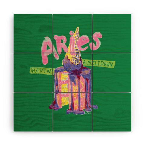 H Miller Ink Illustration Aries Dessert in Kelly Green Wood Wall Mural