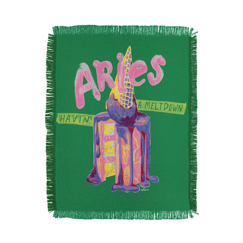 H Miller Ink Illustration Aries Dessert in Kelly Green Throw Blanket
