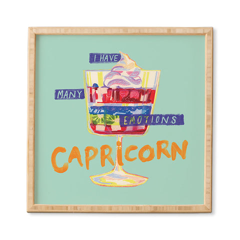 H Miller Ink Illustration Capricorn Feelings in Pastel Green Framed Wall Art
