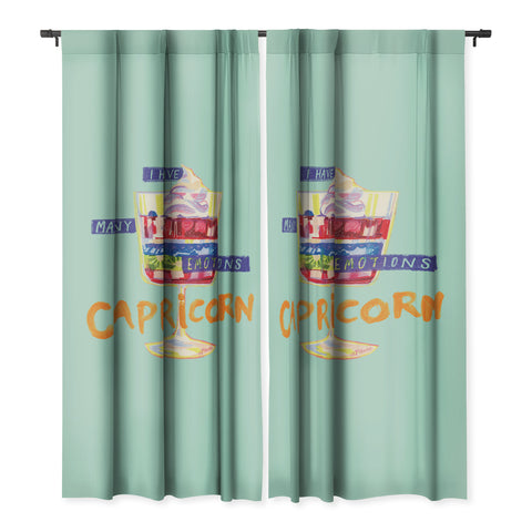 H Miller Ink Illustration Capricorn Feelings in Pastel Green Blackout Non Repeat