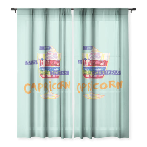 H Miller Ink Illustration Capricorn Feelings in Pastel Green Sheer Non Repeat