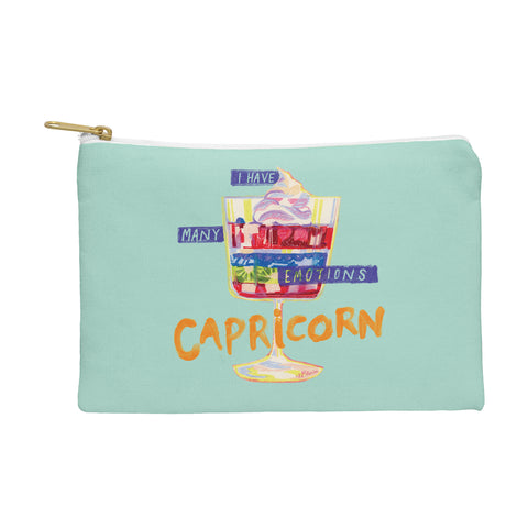 H Miller Ink Illustration Capricorn Feelings in Pastel Green Pouch