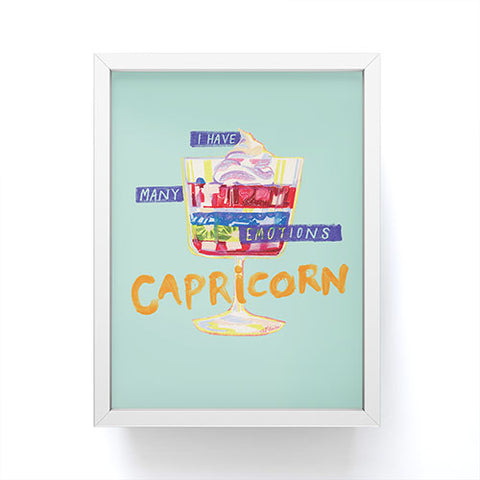 H Miller Ink Illustration Capricorn Feelings in Pastel Green Framed Mini Art Print